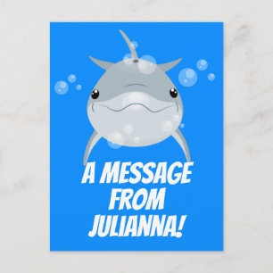 Carte Postale Caricature pour dauphin kawaii joyeux