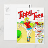 Carte Postale Caricature pour fille Ado de skateboard (Devant / Derrière)