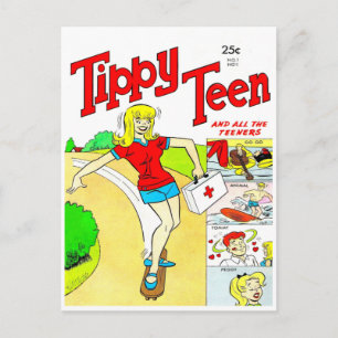 Carte Postale Caricature pour fille Ado de skateboard