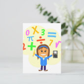Carte Postale Caricature pour fille en maths (Debout devant)