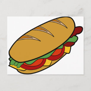 Carte Postale Caricature pour sandwich sous-marin