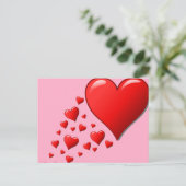Carte Postale Caricature rouge mignon coeurs design (Debout devant)