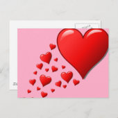 Carte Postale Caricature rouge mignon coeurs design (Devant / Derrière)