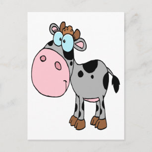 Carte Postale caricature stupide mignonne bébé veau de vache gri