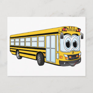 Carte Postale Caricature sur le noeud plat du bus scolaire