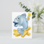 Carte Postale Caricature sur le poisson et les chips (Debout devant)