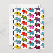 Carte Postale Caricatures d'éléphants colorées (Devant / Derrière)