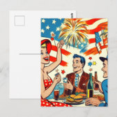 Carte Postale Caricatures vintages du 4 juillet (Devant / Derrière)