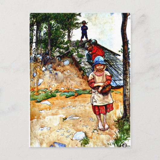 Carte Postale Carl Larsson art : Par la Cave (Devant)