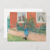 Carte Postale Carl Larsson - Brita Avec Chat (Devant / Derrière)