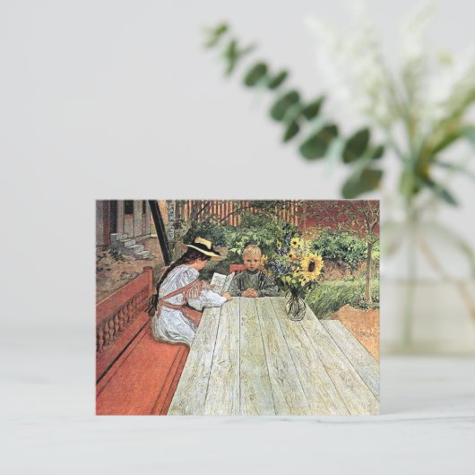 Carte Postale Carl Larsson - La première leçon (Debout devant)