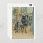 Carte Postale Carl Larsson Peinture avec sa fille (Devant / Derrière)