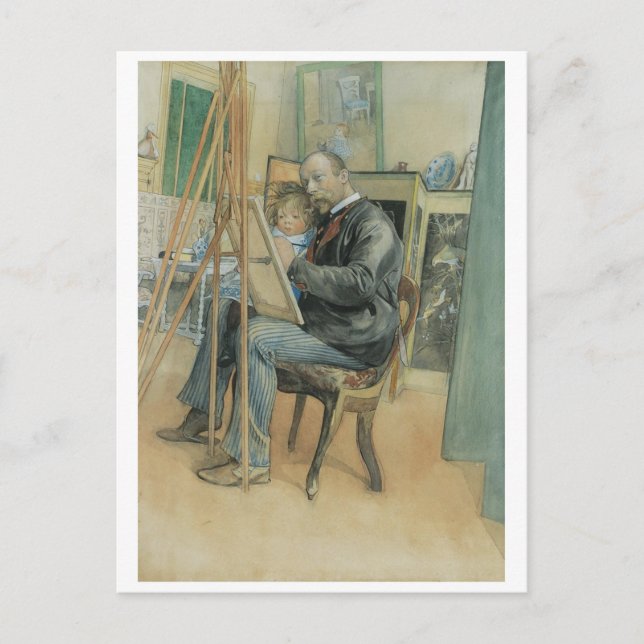 Carte Postale Carl Larsson Peinture avec sa fille (Devant)