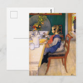 Carte Postale Carl Larsson Petit déjeuner malheureux de Late Ris (Devant / Derrière)