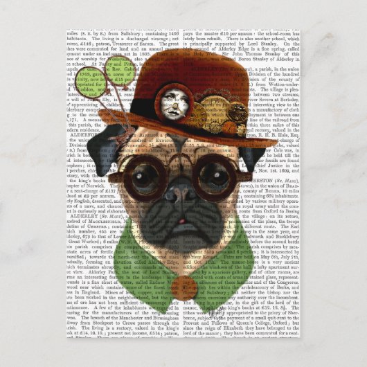 Carte Postale Carlin avec Casquette Steampunk Bowler (Devant)