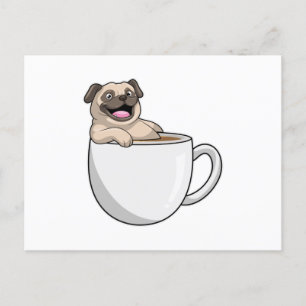 Carte Postale Carlin avec tasse de café