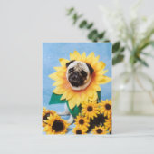 Carte postale carlin Dog Sunflower (Debout devant)