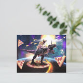 Carte Postale Carlin équitation dinosaur licorne dans l'espace (Debout devant)