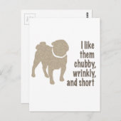 Carte Postale Carlin - Je les aime Chubby, Wrinkly et Short (Devant / Derrière)