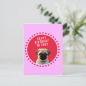 Carte Postale Carlin mignon Chien Chien Heureux Anniversaire Chi (Debout devant)