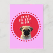 Carte Postale Carlin mignon Chien Chien Heureux Anniversaire Chi (Devant)