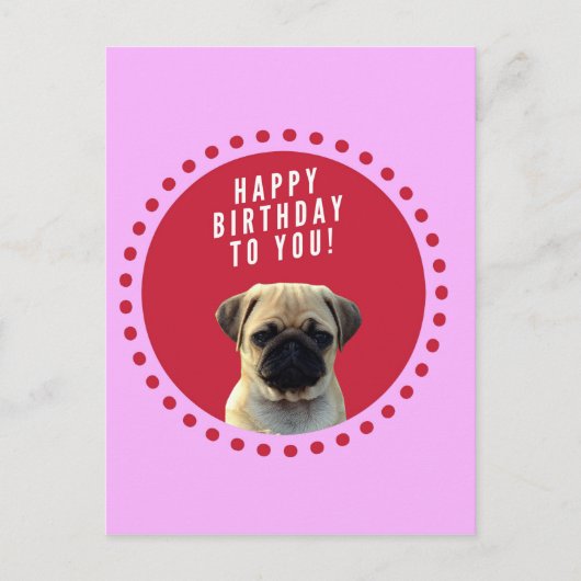 Carte Postale Carlin mignon Chien Chien Heureux Anniversaire Chi (Devant)