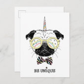 Carte Postale Carlin Unicorn | Être unique (Devant / Derrière)