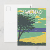 Carte Postale Carmel Beach California Travel Art Vintage (Devant / Derrière)