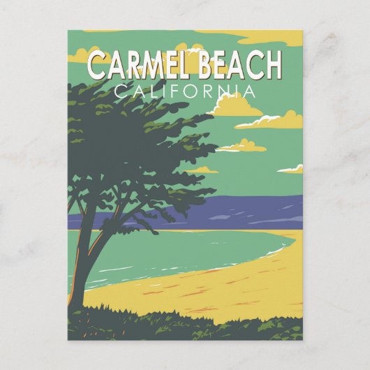 Carte Postale Carmel Beach California Travel Art Vintage (Devant)