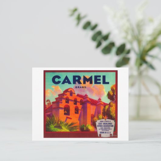 Carte Postale Carmel Orange LabelEast Highlands, CA (Debout devant)