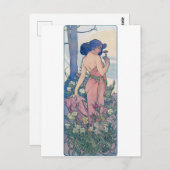 Carte Postale Carnation (Quatre Fleurs), Alphonse Mucha (Devant / Derrière)