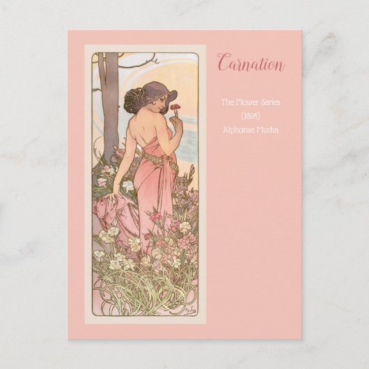 Carte Postale Carnation série de fleurs Alphonse Mucha (Devant)