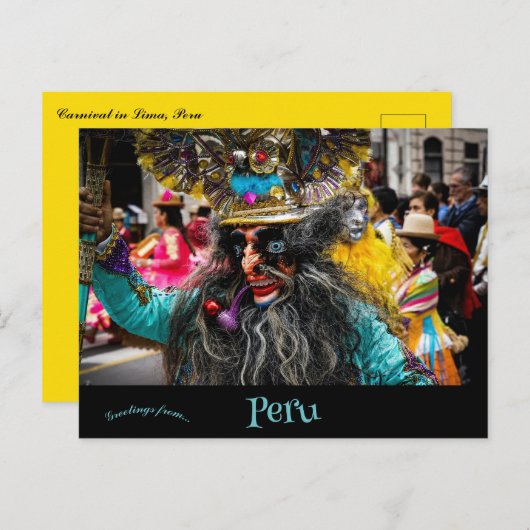 Carte Postale Carnaval à Lima Pérou (Devant / Derrière)