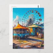 Carte Postale Carnaval abandonné Grande Roue vide et Carnival (Devant / Derrière)