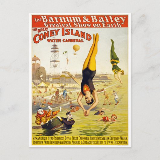 Carte Postale Carnaval Barnum & Bailey Coney Island Water Carniv (Devant)