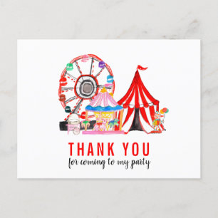 Carte Postale Carnaval Cirque Show Balloons Merci Anniversaire