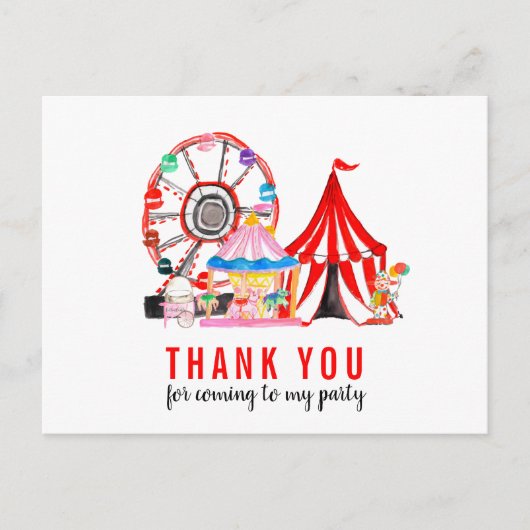 Carte Postale Carnaval Cirque Show Balloons Merci Anniversaire (Devant)