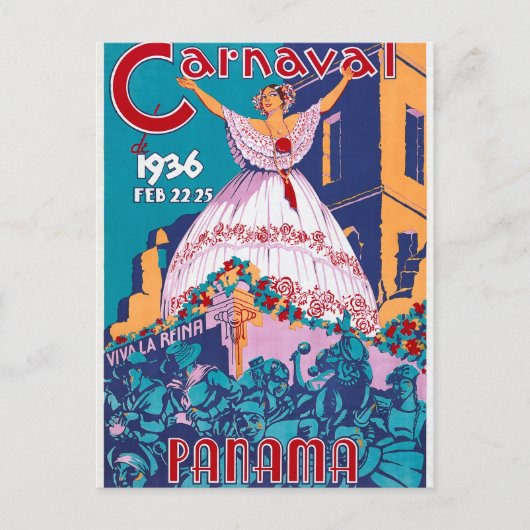 Carte Postale Carnaval de 1936, 22-25 février, Panama (Devant)