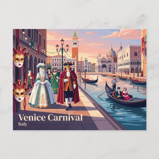 Carte Postale Carnaval de Venise, Italie (Devant)