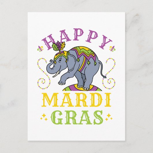 Carte Postale Carnaval des éléphants de Mardi Gras (Devant)
