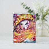 CARTE POSTALE CARNAVAL EN JAUNE AVEC ROSE ROUGE (Debout devant)