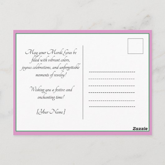 Carte Postale 💚 💜 carnaval 💛 enchanté (Dos)