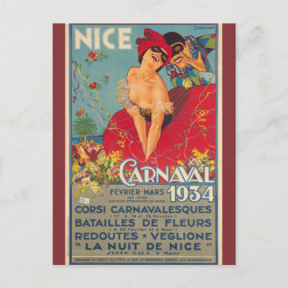 Carte Postale Carnaval français vintage Nice 1934