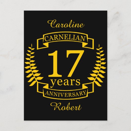 Carte Postale Carnelian Gemstone mariage anniversaire 17 ans (Devant)