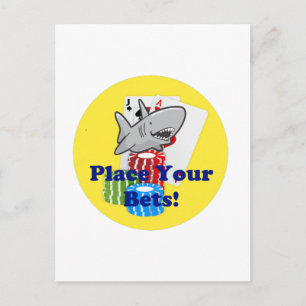 Carte Postale Carnet de jeu de requin amusant avec des jetons de