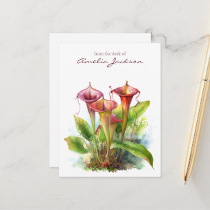 Carte Postale Carnivore Pitcher Plante Botanique Aquarelle Art