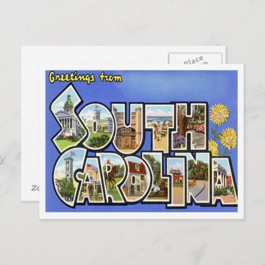 Carte Postale Carolina Sud Salutations Des États-Unis (Devant / Derrière)