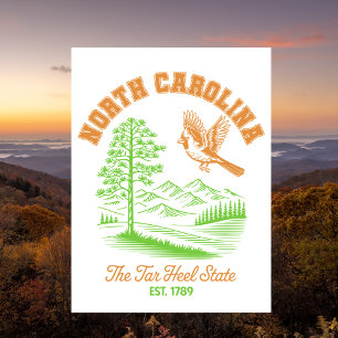 Carte Postale Caroline du Nord The Tar Heel State Établie en 178