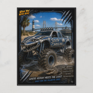 Carte Postale Caroline du Sud Monster Truck Art Hors Route