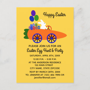 Carte Postale Carotte Bunny de Pâques voiture #3 Invitation Cart